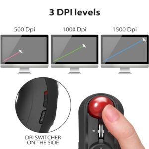 ELECOM Relacon Handheld Trackball Mouse, Thumb Control, Left Right Handed Mice, Bluetooth, 10-Button Function, Ergonomic Design, Optical Gaming Sensor, Smooth Red Ball, Windows11, macOS (M-RT1BRXBK)