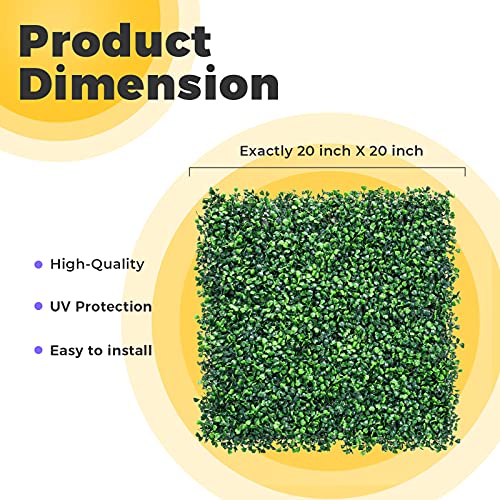 HWT 12 Pcs 20"X20"Grass Wall, Greenery Backdrop, Grass Wall Panels, Hedge Wall UV-Protected Green Wall Decor Boxwood Panels Indoor & Outdoor Event Backyard Decor