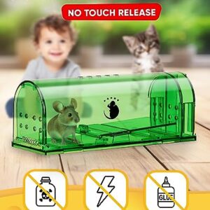 Motel Mouse Humane Mouse Traps No Kill Live Catch and Release 2 Pack - Reusable, Easy to Use & Clean, No Touch Release, Sensitive Includes Cleaning Brush, Instruction Manual & Video - Mousetrap Indoor