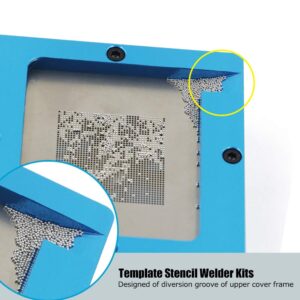 BGA Reballing Rework Station Double Frame Template Stencil Welder Kits 80 x 80mm Soldering Station for Auto Fixing for Large Steel Meshes