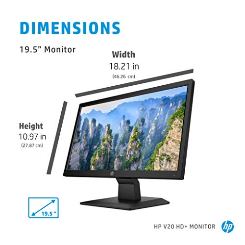 HP V20 HD+ Monitor | 19.5-inch Diagonal HD+ Computer Monitor with TN Panel and Blue Light Settings | HP Monitor with Tiltable Screen HDMI and VGA Port | (1H848AA#ABA), Black