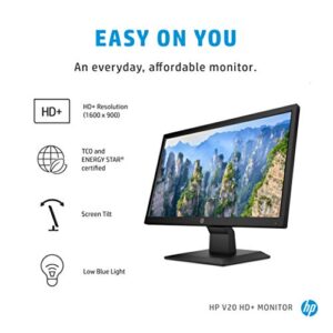 HP V20 HD+ Monitor | 19.5-inch Diagonal HD+ Computer Monitor with TN Panel and Blue Light Settings | HP Monitor with Tiltable Screen HDMI and VGA Port | (1H848AA#ABA), Black