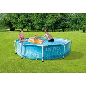 Intex 28207EH 10 Feet x 30 Inch Rust Resistant Steel Metal Frame Outdoor Backyard Above Ground Circular Beachside Swimming Pool with Filter Pump