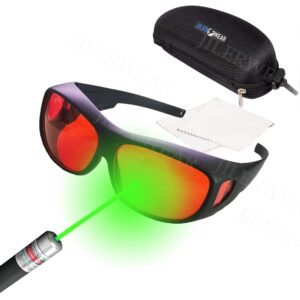 JILERWEAR 190nm-540nm Professional Laser Protective Glasses for 405nm,445nm, 532nm Laser and Violet/Blue/Green Laser Safety Goggles 450nm（ Specifically for 532nm laser ）