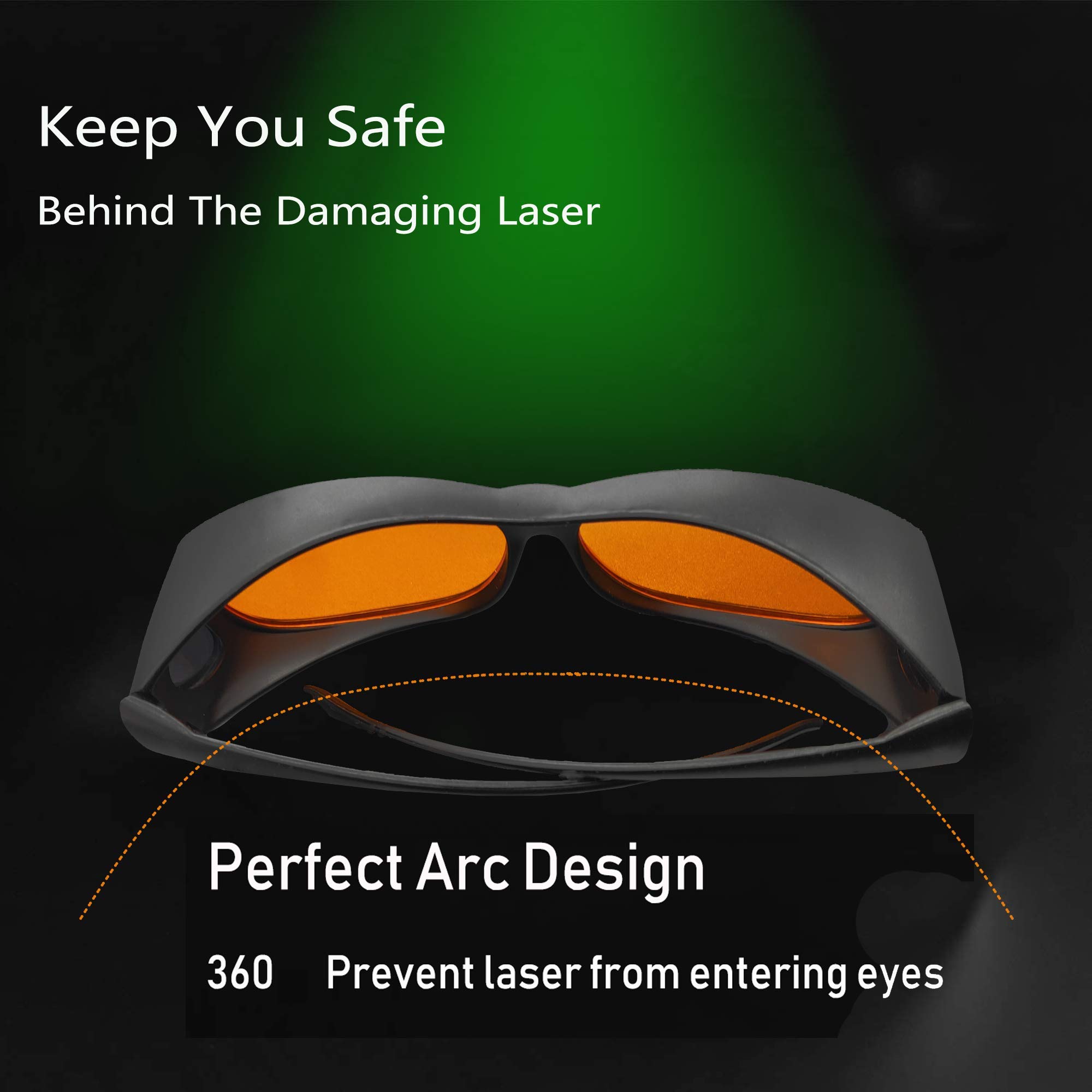 JILERWEAR 190nm-540nm Professional Laser Protective Glasses for 405nm,445nm, 532nm Laser and Violet/Blue/Green Laser Safety Goggles 450nm（ Specifically for 532nm laser ）