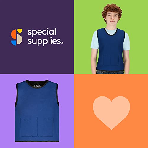 Special Supplies Weighted Sensory Compression Vest for Kids with Processing Disorders, ADHD, and Autism, Calming and Supportive with Adjustable Weight Fit (Small, Blue)