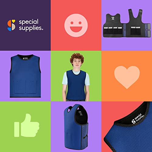 Special Supplies Weighted Sensory Compression Vest for Kids with Processing Disorders, ADHD, and Autism, Calming and Supportive with Adjustable Weight Fit (Small, Blue)