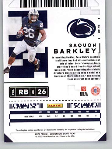 2020 Panini Contenders Draft Season Ticket #90 Saquon Barkley Penn State Nittany Lions Football Card