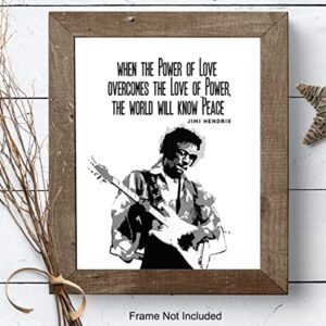 Jimi Hendrix Poster,- Inspirational Wall Art Print - Graffiti Street Art, Urban Home or Wall Decor - Gift for 60's Music, Woodstock Fans, Guitarists, Musicians - 8x10 Quote Photo Picture