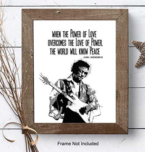 Jimi Hendrix Poster,- Inspirational Wall Art Print - Graffiti Street Art, Urban Home or Wall Decor - Gift for 60's Music, Woodstock Fans, Guitarists, Musicians - 8x10 Quote Photo Picture