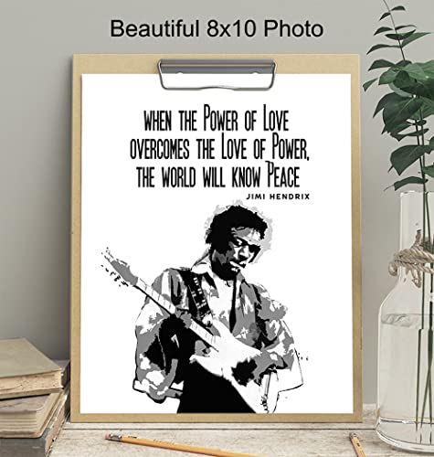 Jimi Hendrix Poster,- Inspirational Wall Art Print - Graffiti Street Art, Urban Home or Wall Decor - Gift for 60's Music, Woodstock Fans, Guitarists, Musicians - 8x10 Quote Photo Picture