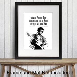 Jimi Hendrix Poster,- Inspirational Wall Art Print - Graffiti Street Art, Urban Home or Wall Decor - Gift for 60's Music, Woodstock Fans, Guitarists, Musicians - 8x10 Quote Photo Picture