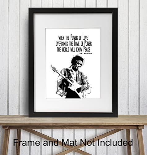 Jimi Hendrix Poster,- Inspirational Wall Art Print - Graffiti Street Art, Urban Home or Wall Decor - Gift for 60's Music, Woodstock Fans, Guitarists, Musicians - 8x10 Quote Photo Picture