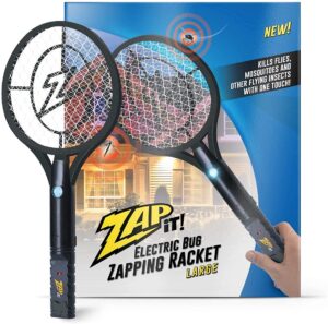 zap it! electric fly swatter racket & mosquito zapper - high duty 4,000 volt electric bug zapper racket - fly killer usb rechargeable fly zapper indoor safe