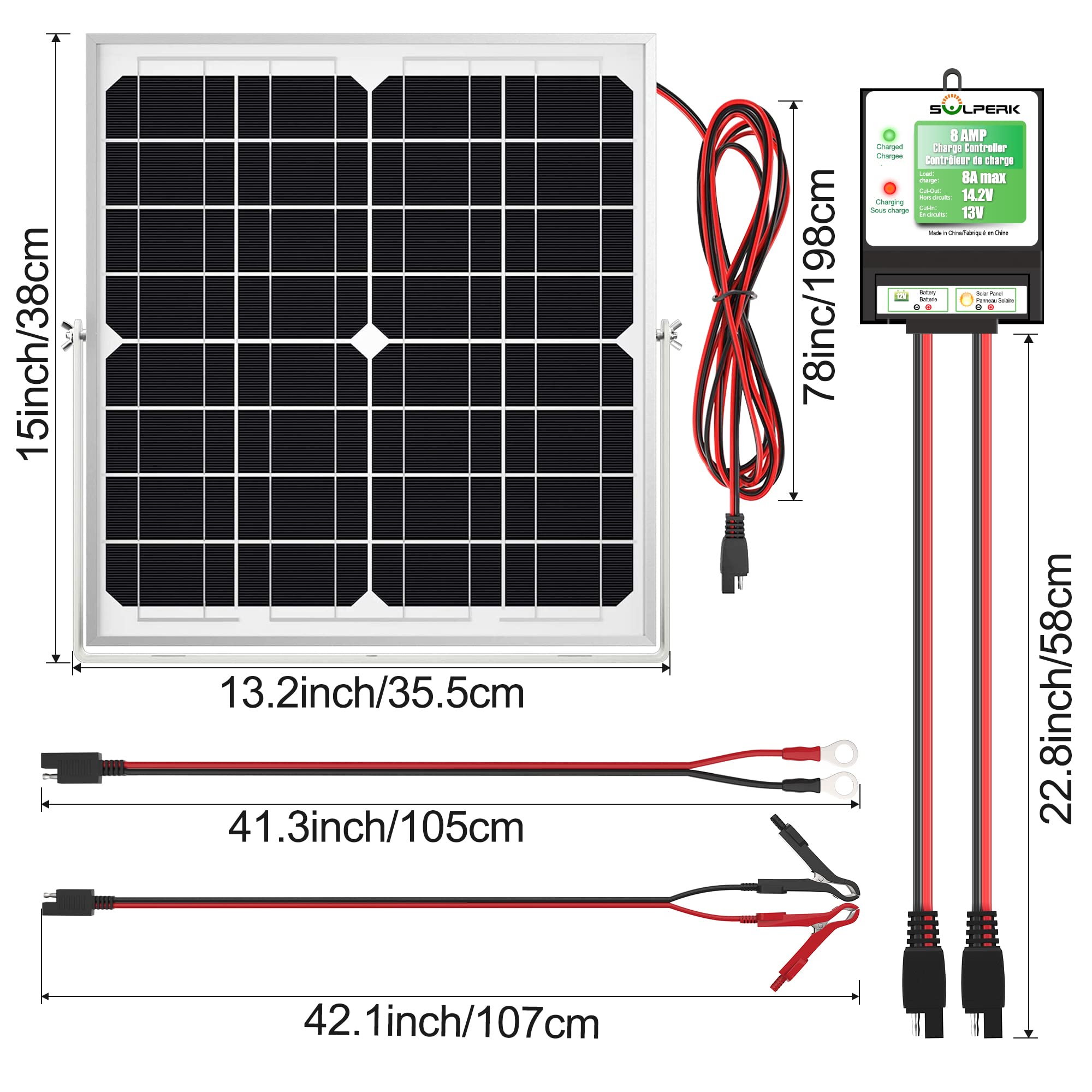 SOLPERK Solar Panel Kit 20W 12V, Solar Battery Trickle Charger Maintainer + Upgrade Controller + Adjustable Mount Bracket for Boat Car RV Motorcycle Marine Automotive