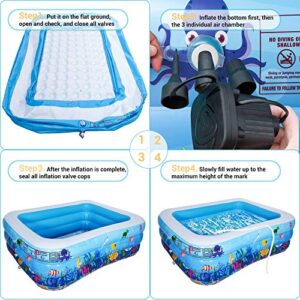 AsterOutdoor Inflatable Swimming Pool Full-Sized Above Ground Kiddle Family Lounge Pool, 80"x 55"x 23" Thickened, Blow Up for Backyard, Garden, Party, Blue