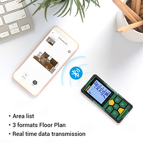 Laser Measure 196ft, POPOMAN Rechargeable with Bluetooth Laser Distance Meter, Intelligent House App for JoyPlan, 2.25' LCD Backlit, Measure Distance, Area, Volume, Pythagoras Measurement Tool