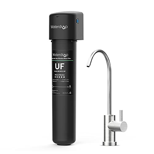 Waterdrop 15UB-UF 0.01 μm Ultra Filtration Under Sink Water Filter System for Baçtёria Reduction, Reduces Lead, Chlorine, Bad Taste & Odor, 16K Gallons, with Dedicated Brushed Nickel Faucet, USA Tech