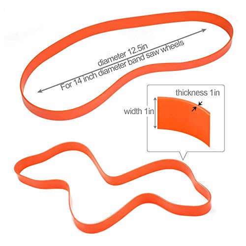 Band Saw Urethane Tires(14" x 1" x .095"), for Jet, Grizzly, Craftsman Powermatic Band Saw Accessories, Upgrade Your Bandsaw with Long-Lasting Urethane Tires - 2 Pack