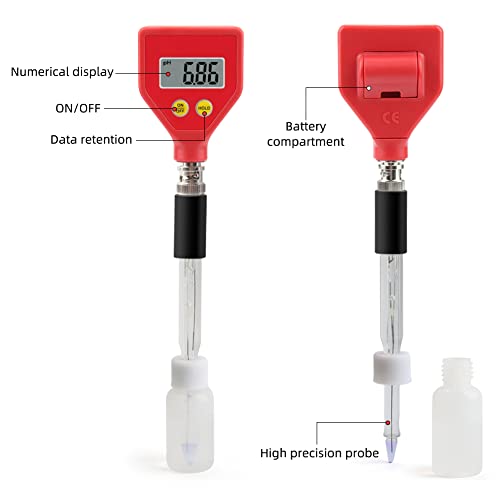 RCYAGO pH Meter with Ph Electrode and Batteries, pH Tester for Water Milk Cheese Soil Food