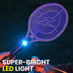 Zap It Bug Zapper Rechargeable Bug Zapper Racket, Electric Fly Swatter, Mosquito Zapper, 4,000 Volt, USB Charging Cable, 2 Pack (Large, Blue)