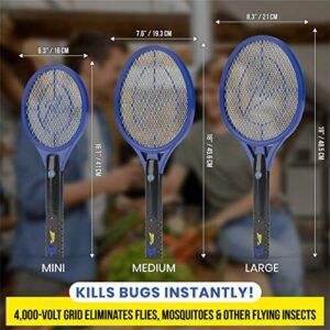 Zap It Bug Zapper Rechargeable Bug Zapper Racket, Electric Fly Swatter, Mosquito Zapper, 4,000 Volt, USB Charging Cable, 2 Pack (Large, Blue)