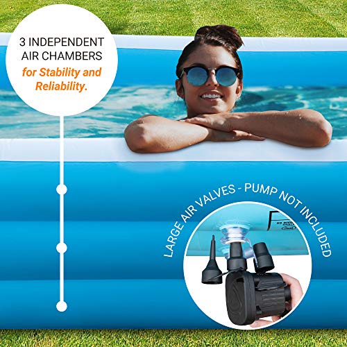 AsterOutdoor Inflatable Swimming Pool 100"x 66"x 23" Thickened, Full-Sized Above Ground Kiddle Family Lounge Pool for Adult, Kids, Toddlers, Blow Up for Backyard, Garden, Party, Blue