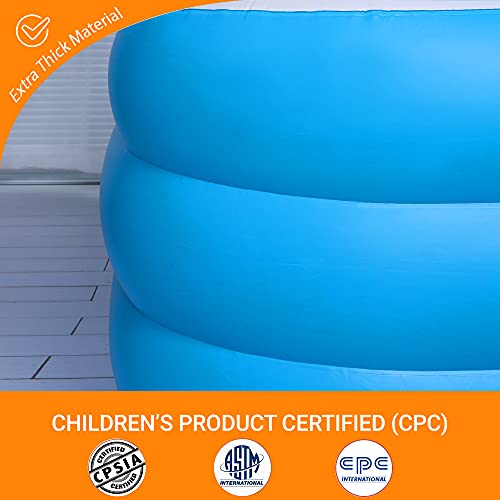 AsterOutdoor Inflatable Swimming Pool 100"x 66"x 23" Thickened, Full-Sized Above Ground Kiddle Family Lounge Pool for Adult, Kids, Toddlers, Blow Up for Backyard, Garden, Party, Blue