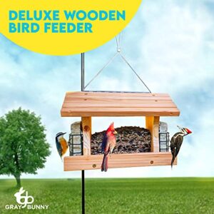 Large Cedar Bird House, Bird Feeder Hopper - Bird Feeders for Outdoors Hanging with 2 Suet Cages, Window and Heavy Duty 5.2 Lb Hold Capacity