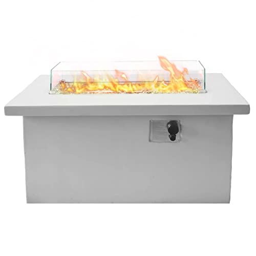 Bluegrass Living HF42181 Propane Fire Pit Table for Patio and Deck Use, MGO Construction, Includes Crystal Glass Beads and Protective Fabric Cover, 42 Inch x 20 Inch, Concrete Finish