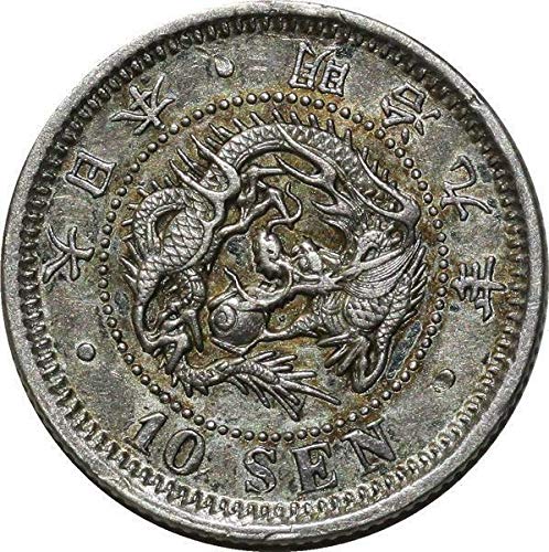 1873 I - 1906 Japanese Meiji Era Silver 10 Sen Dragon Coin, Minted At the End of Samurai Era. Circulated Condition. Japan Collectable Circulated Graded by Seller Some Wear