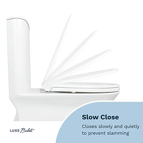 LUXE Bidet Luxe TS1008E Elongated Comfort Fit Toilet Seat with Slow Close, Quick Release Hinges, and Non-Slip Bumpers (White)