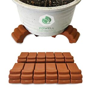 powell gardening (12pc pack plastic pot elevator - plant/flower pot feet for outdoor planters, raises up to 4 pots!! (cotta color not ceramic)