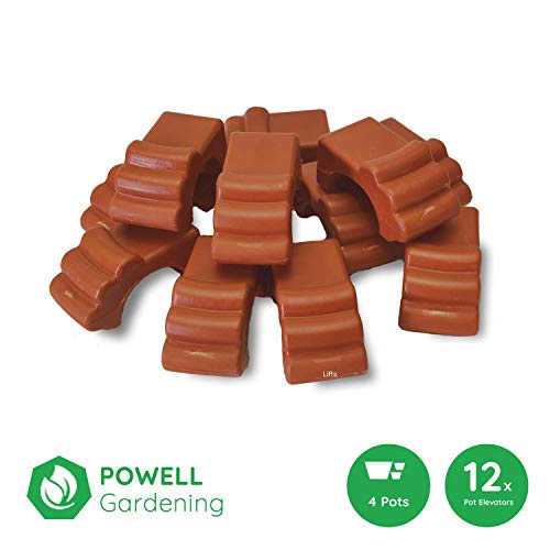 Powell Gardening (12pc Pack Plastic Pot Elevator - Plant/Flower Pot feet for Outdoor planters, Raises up to 4 Pots!! (Cotta Color NOT Ceramic)