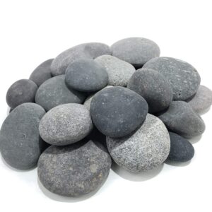 AA Plus Shop 50 Lb. Premium Black Grey Mexican Beach Pebbles 3-5 inches, Decor, Garden, Landscape, Pathways, Backyard, Rock Pebble