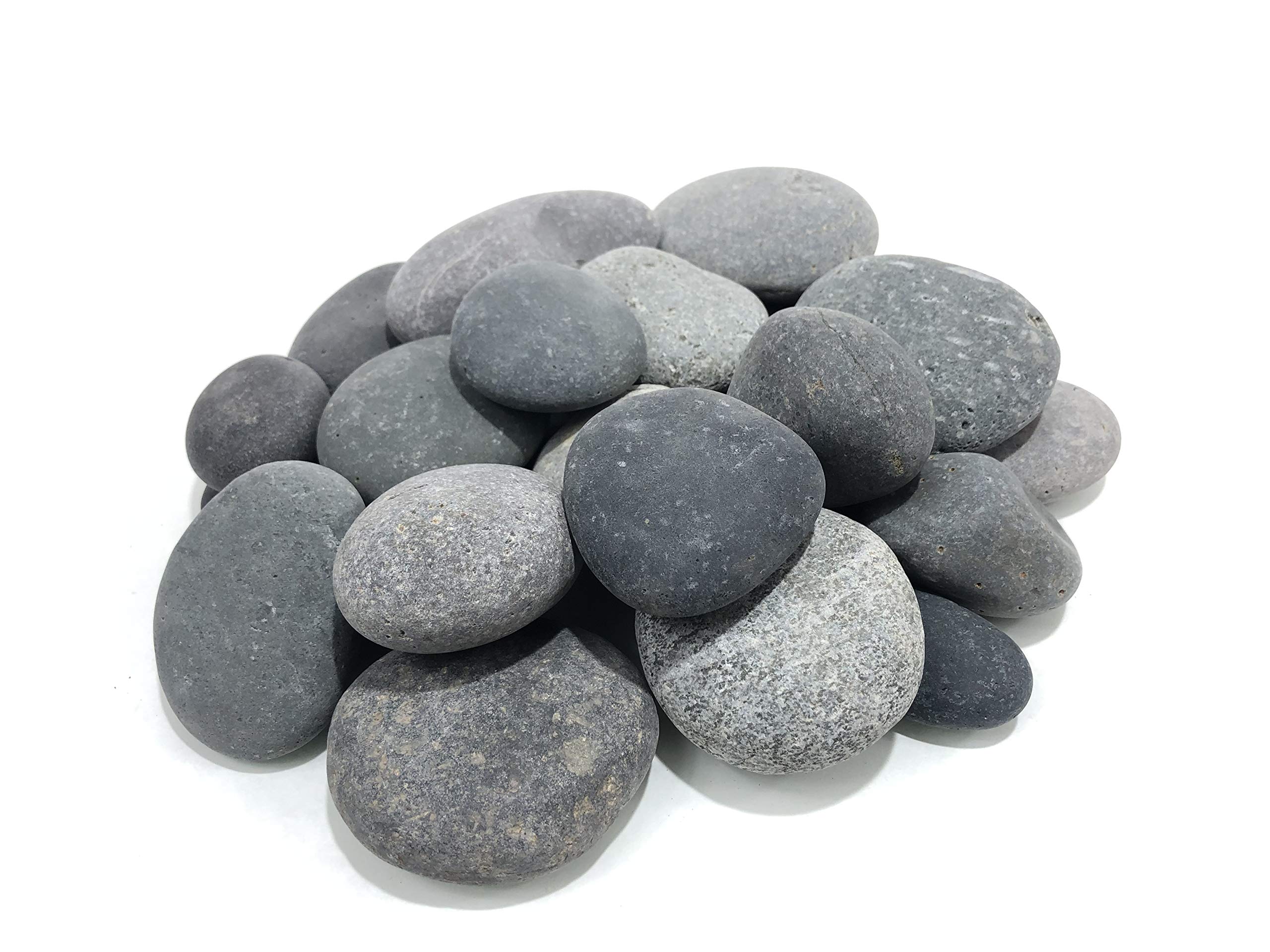 AA Plus Shop 50 Lb. Premium Black Grey Mexican Beach Pebbles 3-5 inches, Decor, Garden, Landscape, Pathways, Backyard, Rock Pebble