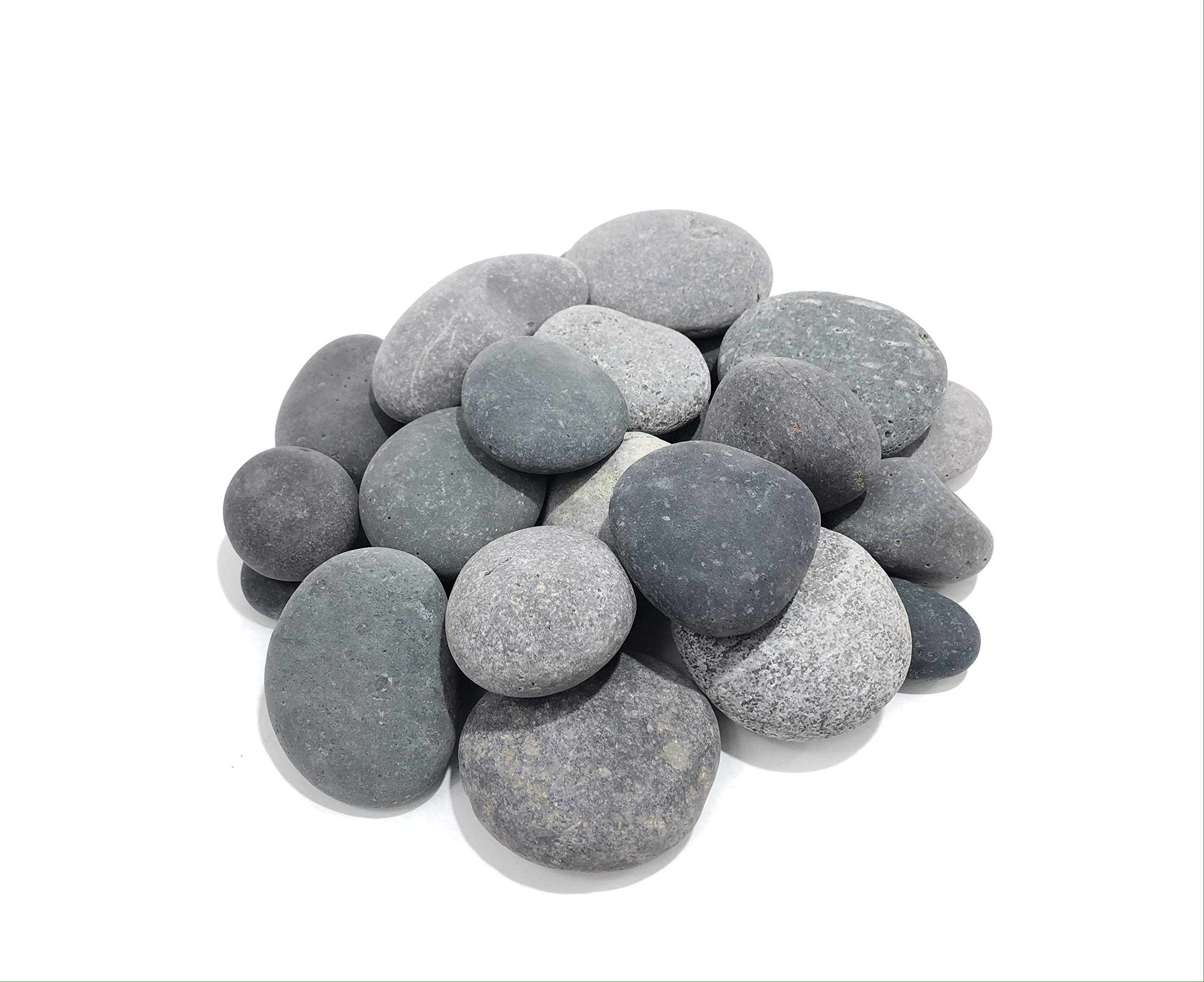 AA Plus Shop 50 Lb. Premium Black Grey Mexican Beach Pebbles 3-5 inches, Decor, Garden, Landscape, Pathways, Backyard, Rock Pebble