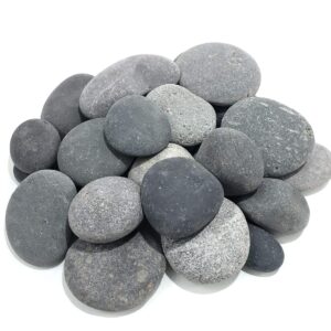 AA Plus Shop 50 Lb. Premium Black Grey Mexican Beach Pebbles 3-5 inches, Decor, Garden, Landscape, Pathways, Backyard, Rock Pebble