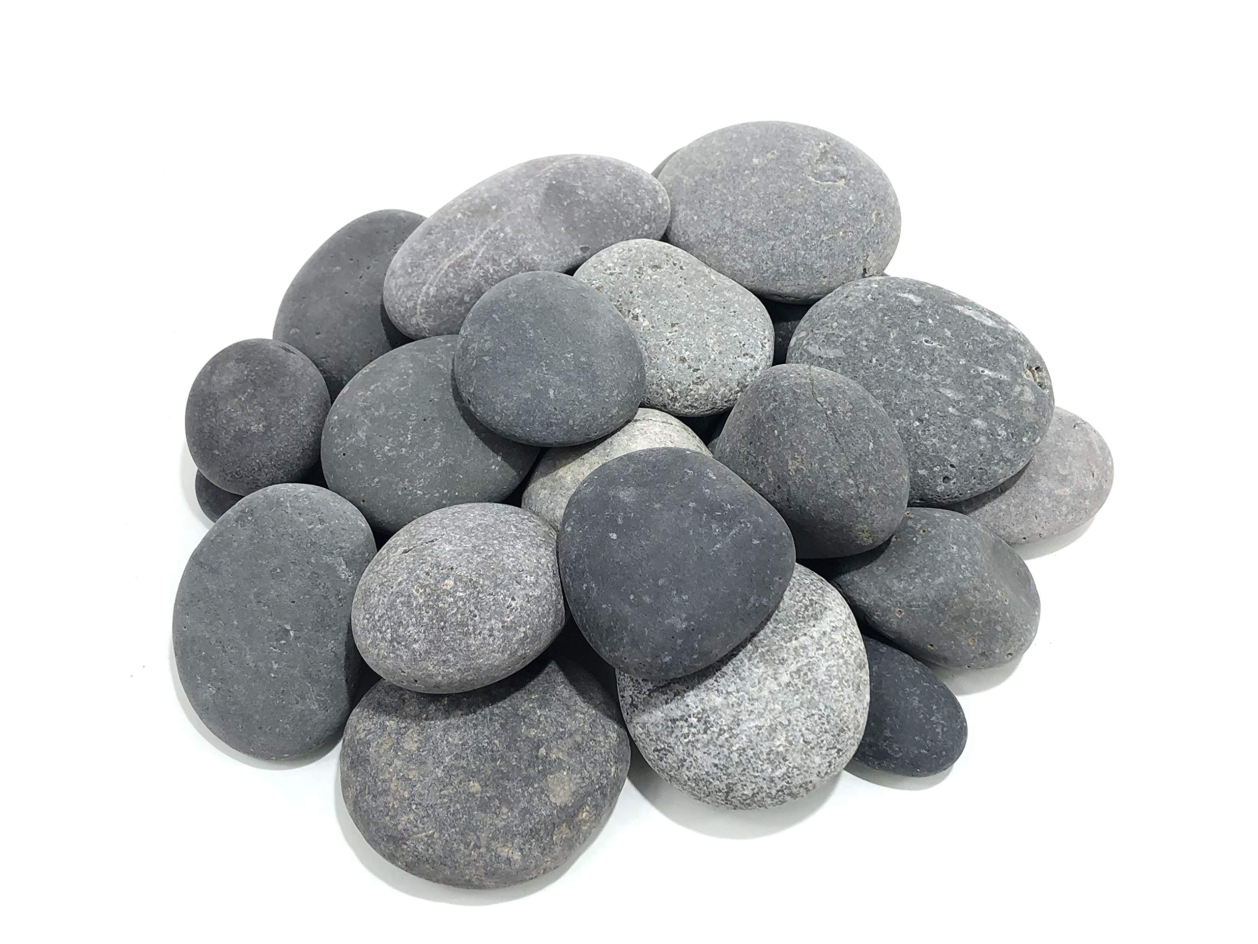 AA Plus Shop 50 Lb. Premium Black Grey Mexican Beach Pebbles 3-5 inches, Decor, Garden, Landscape, Pathways, Backyard, Rock Pebble