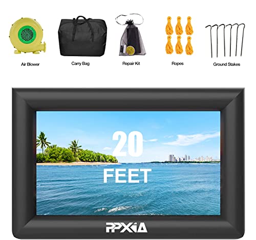 PPXIA Inflatable Movie Screen Outdoor Projector Screen 20ft, Blow Up Screens Front and Rear Projection with Air Blower, Best for Movie Nights Backyards Pool Party Home Theater