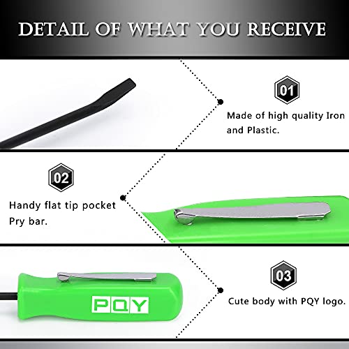 PQY Mini Pocket Pry Bar with Pocket Clip 4.5" Length 3pcs (Green)