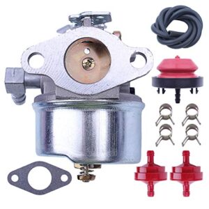 adefol snow blower carburetor for tecumseh 640298 kit with fuel filter line for oregon 50-666 ohsk70 oh195sa engines 5.5hp 7hp models many 2 stage snow blowers 4 cycle engines