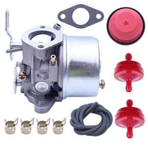 Adefol Snow Blower Carburetor for Tecumseh 640298 Kit with Fuel Filter Line for Oregon 50-666 OHSK70 OH195SA Engines 5.5hp 7hp Models Many 2 Stage Snow Blowers 4 Cycle Engines