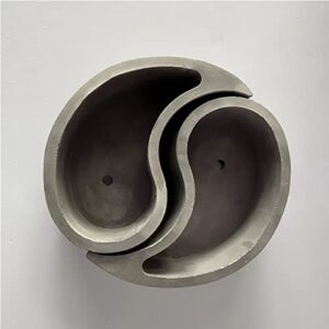 Concrete Flower Pot Molds Succulent Planter Silicone Molds Tai Chi Symbol Clay Cement Bonsai Moulds with Drainage Hole