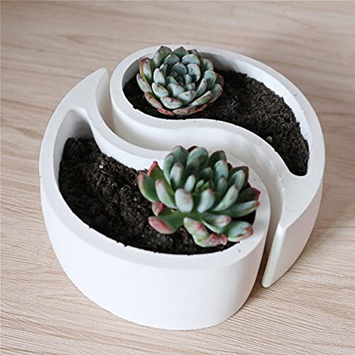 Concrete Flower Pot Molds Succulent Planter Silicone Molds Tai Chi Symbol Clay Cement Bonsai Moulds with Drainage Hole