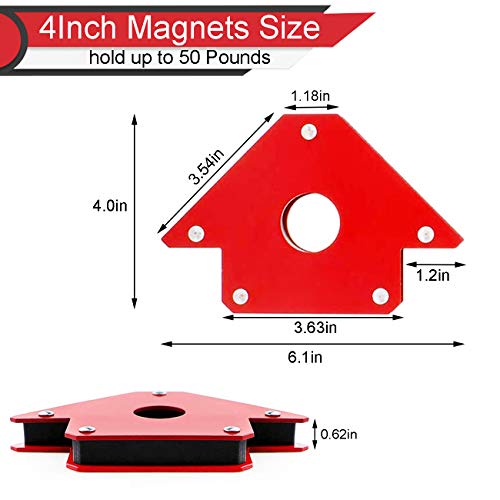 6 Pcs Arrow Welding Magnet, Welding Magnet Set for Metal Working 25, 50, and 75 Lbs Strength Magnetic Welding Holder, 45,90,135,180Degree Angle Fits for welding, soldering, assembling