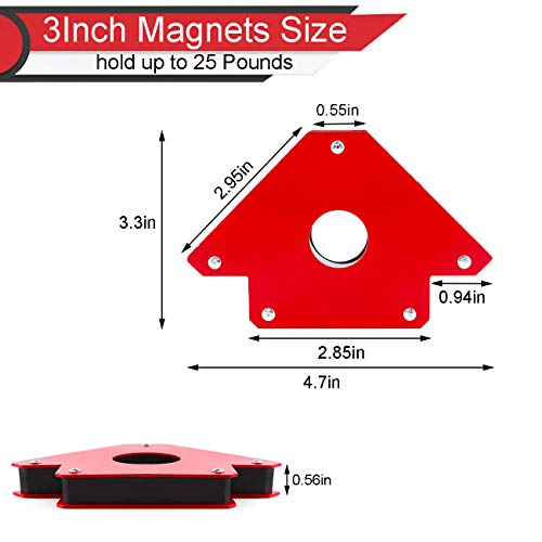 6 Pcs Arrow Welding Magnet, Welding Magnet Set for Metal Working 25, 50, and 75 Lbs Strength Magnetic Welding Holder, 45,90,135,180Degree Angle Fits for welding, soldering, assembling