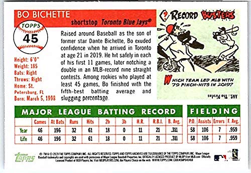 2020 Topps Archives #45 Bo Bichette NM-MT RC Rookie Toronto Blue Jays Baseball