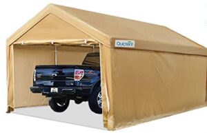 quictent 10’x20’ heavy duty car canopy carport galvanized car shelter with reinforced steel cables and ground bars