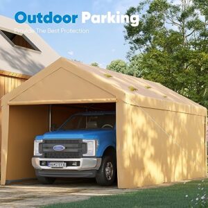 Quictent 10’x20’ Heavy Duty Car Canopy Carport Galvanized Car Shelter with Reinforced Steel Cables and Ground Bars